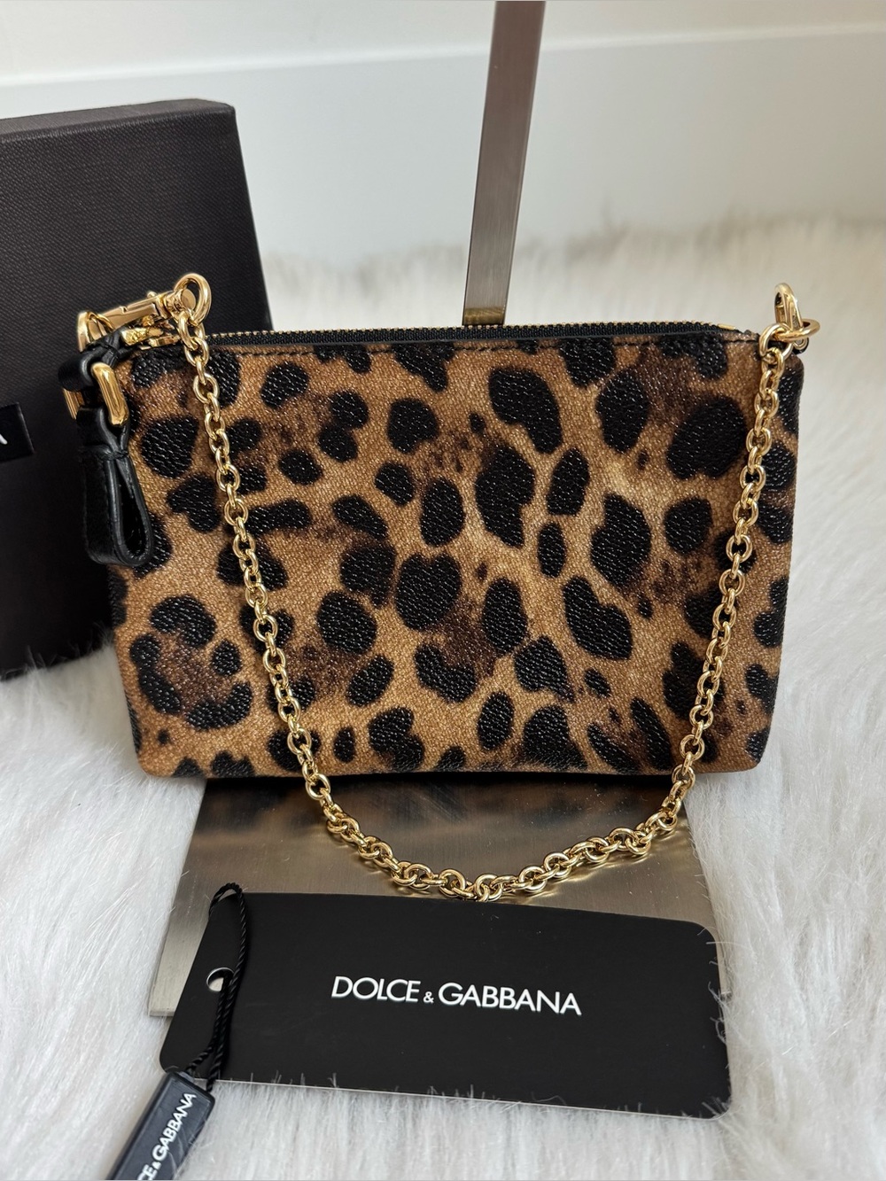 New Dolce & Gabbana Leopard Print Mini Leather Bag